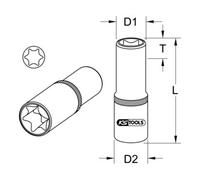 KS Tools 911.4430 1/2" Bussola Torx profilo E,lunga,E22
