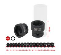 KS Tools 1/2 " Sechskant-Kraft-Stecknuss-Satz, Extra Corto, 10-24mm 15-tlg