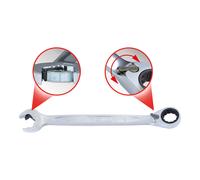 KS Tools 503.5914 Serie di chiavi a cricco combinate DUO GEAR con bocca aperta a cricco, reversibili