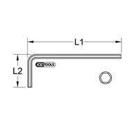 KS Tools 151.2826 Chiave maschio esagonale piegata BASIC,extra lunga,1/4"