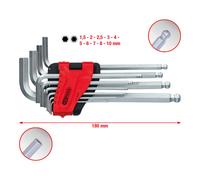 KS Tools Chiavi maschio esagonali con testa sferica piegate, lunghe, metriche, 10pz. Quantità:1