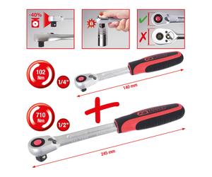 KS Tools Cricchetti reversibili SlimPOWER, 2pz., 1/4" + 1/2" Quantità:1