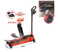 KS Tools e-Performance Idraulico Akku-Wagenheber, 3 T, Max. Altezza 616 MM