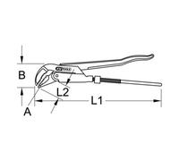 KS Tools 112.1000 Giratubi Modello Svedese, Piegato a 45°, 1"