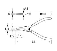 KS Tools 500.1028 Pinza Seeger Classic per Anelli di Sicurezza Esterni, 130 mm