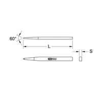 KS Tools 162.0321 Scalpello per Piastrellisti a Punta, 8X100 mm, Quadro