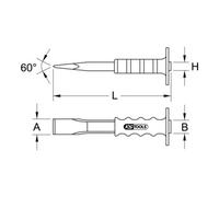 KS Tools 162.0181 Scalpello per Edilizia con Tagliente Maggiorato e Impugnatura di Protezione, 250X50 mm, Ovale
