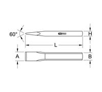KS Tools 156.0587 Scalpello Piatto per Meccanica, 250 mm, Ovale