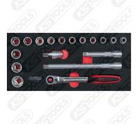 KS TOOLS SCS Chiave A Bussola 1/2'' Set, 18 Pezzi In 1/3 Inserto 713.3018