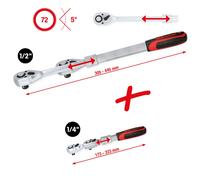 KS TOOLS Set 2 Pezzi Cricchetto Telescopico Reversibile 1/4" e 1/2" in Valigetta