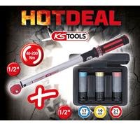 KS Tools Set Attrezzi Pneumatici Auto, Chiave Dinamometrica 40-200Nm Slimpower