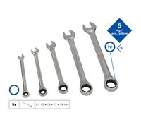 KS Tools Set Di Chiavi A Ratch Metrico, 5 Pezzi 8Mm-19Mm