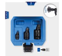 KS Tools - Set Di Giunti Sferici Brilliant 1/4" + 3/8" + 1/2", 3 Pezzi