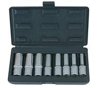 KS Tools TORX® 922.1387 - Set di 8 bussole da 1/2", versione lunga, 75 mm, E10 a E24, in cromo vanadio, finitura cromata satinata, 8 pezzi