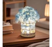 Ksaipx Luce d'atmosfera a forma di ortensia con controllo touch, decorazione LED che cambia colore per camera da letto/matrimonio, lampada da tavolo ricaricabile tramite USB, altezza 23 cm (bianco