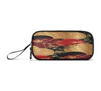Ksajwzf Astuccio di grande capacità, con 3 scomparti, con pianta rossa, nera, oro, portapenne, organizer per cancelleria, per scuola, ragazza, ragazzo, adolescente, Multi, Zaino per la scuola
