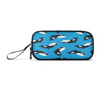 Ksajwzf Astuccio di grande capacità, con 3 scomparti, motivo balena assassina, colore blu, astuccio organizer per cancelleria, per scuola, ragazza, ragazzo, adolescente, Multi, Zaino per la scuola