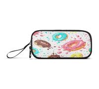 Ksajwzf Astuccio di grande capacità con 3 scomparti per matite acquerellabili, con smalto blu menta e ciambella, organizer per cancelleria, per scuola, ragazza, ragazzo, adolescenti, Multi, Zaino per