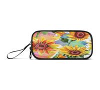 Ksajwzf Astuccio di grande capacità, con girasole selvatico, 3 scomparti, portapenne, organizer per cancelleria, per scuola, ragazza, ragazzo, adolescente, Multi, Zaino per la scuola