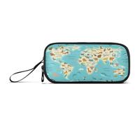 Ksajwzf Astuccio di grande capacità con mappa del mondo, a 3 scomparti, per penne, penne, organizer per cancelleria, per scuola, ragazza, ragazzo, adolescente, Multi, Zaino per la scuola