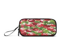 Ksajwzf Astuccio di grande capacità, con mele e foglie rosse, 3 scomparti, portapenne, organizer per cancelleria, per scuola, ragazza, ragazzo, adolescente, Multi, Zaino per la scuola