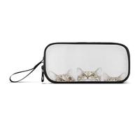 Ksajwzf Astuccio di grande capacità, con tre simpatici gatti, 3 scomparti, portapenne, organizer per cancelleria, per scuola, ragazza, ragazzo, adolescente, Multi, Zaino per la scuola