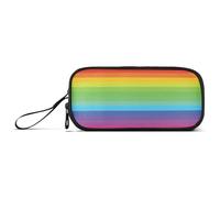 Ksajwzf Astuccio di grande capacità, motivo a righe arcobaleno, pittura artistica, 3 scomparti, portapenne, organizer per cancelleria, per scuola, ragazza, ragazzo, adolescente, Multi, Zaino per la