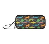 Ksajwzf Astuccio portapenne di grande capacità, con dinosauri in stile cartone animato, a 3 scomparti, organizer per cancelleria, per scuola, ragazza, ragazzo, adolescente, Multi, Zaino per la scuola