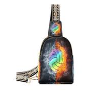 Ksajwzf Borsa a tracolla colorata da pallavolo, con fuoco d'acqua, idea regalo per donne, alla moda, da donna, Multi