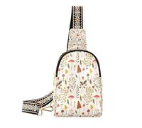 Ksajwzf Borsa a tracolla piccola con motivo botanico di erbe selvatiche, idea regalo per donne, alla moda, per donne, rami, foglie, funghi, Multi