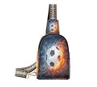 Ksajwzf Borsa a tracolla piccola con palla da calcio nel fuoco e nell'acqua, borsa a tracolla da donna, alla moda, Multi