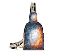 Ksajwzf Borsa a tracolla piccola con palla da pallavolo nel fuoco e nell'acqua, borsa a tracolla da donna, alla moda, Multi