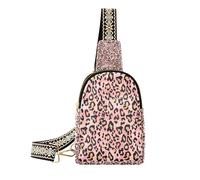 Ksajwzf Borsa a tracolla piccola con pelle di leopardo, idea regalo per donne, alla moda, da donna, con pelle leopardata rosa, Multi