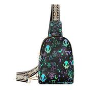 Ksajwzf Borsa a tracolla piccola con simboli magici, teschi, borsa a tracolla, idea regalo per donne, alla moda, Multi