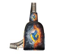 Ksajwzf Borsa a tracolla piccola con stampa di pallavolo e fuoco d'acqua, idea regalo per donne, alla moda, da donna, Multi