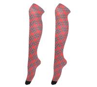 Ksajwzf Calze a coscia alta da donna Royal Stewart tartan scozzese sopra il ginocchio collant sottili calze lunghe rosso nero a quadri, Multi, Taglia unica