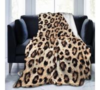 Ksajwzf Coperta in flanella ultra morbida con pelle di leopardo animale, calda per tutte le stagioni, coperta decorativa in pile per viaggi, letto, sedia, auto, divano, camera da letto, 101 x 127 cm