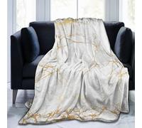 Ksajwzf Coperta in flanella ultra morbida con texture effetto marmo dorato, per tutte le stagioni, decorativa, per viaggi, letto, sedia, auto, divano, camera da letto, 127 x 152 cm