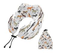Ksajwzf Cuscino da viaggio per collo, testa, cavallo fattoria, cuscino di supporto per il collo in memory foam, cuscino per il collo, cuscino rustico, animale per dormire, aereo, treno, ufficio
