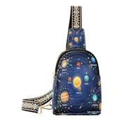 Ksajwzf Marsupio a tracolla con pianeti e stelle del sistema solare, idea regalo per donne, alla moda, da donna, Multi