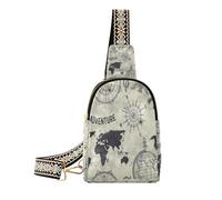 Ksajwzf Marsupio vintage con mappa del mondo e rosa dei venti, piccola borsa a tracolla, idea regalo per donne, marsupio alla moda da donna, Multi