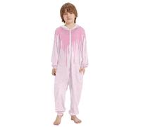 Ksajwzf Pigiama intero unisex, motivo fragola, rosa, con cappuccio, tuta intera color crema, età 4-14 anni, Multi, 7-8 Years