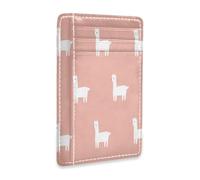 Ksajwzf Porta carte di credito e fermasoldi in pelle sottile animale alpaca rosa portafoglio blocco RFID per donne e uomini carino lama