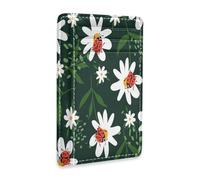 Ksajwzf Porta carte di credito e fermasoldi in pelle sottile con coccinelle estive e fiori, blocco RFID, per donne e uomini, margherite primaverili