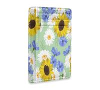 Ksajwzf Porta carte di credito e fermasoldi in pelle sottile con girasole estivo e camomilla, blocco RFID, per donne e uomini, girasoli