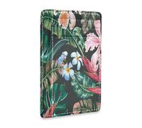 Ksajwzf Porta carte di credito e fermasoldi in pelle sottile con motivo floreale tropicale con foglie della giungla, blocco RFID, per donne e uomini