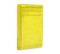 Ksajwzf Porta carte di credito e fermasoldi in pelle sottile con texture gialla tinta unita blocco RFID per donne e uomini giallo