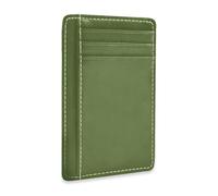 Ksajwzf Porta carte di credito e fermasoldi in pelle sottile verde oliva scuro tinta unita portafoglio blocco RFID per donne e uomini verde