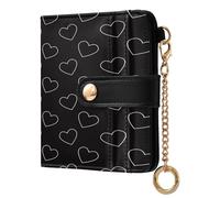 Ksajwzf Portafoglio da donna con blocco RFID in pelle PU carte di credito cuori neri modelli set titolare portafoglio bifold portamonete compatto per donne San Valentino