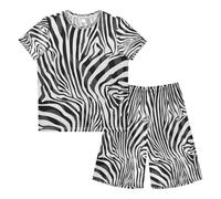 Ksajwzf Set di pigiameria per bambini e ragazzi, astratto zebra pelle, shorty, pigiameria estiva a maniche corte, pigiami, set di abbigliamento per la pelle degli animali, multicolore, 6 anni